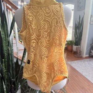 Yellow Lace Sleeveless Leotard